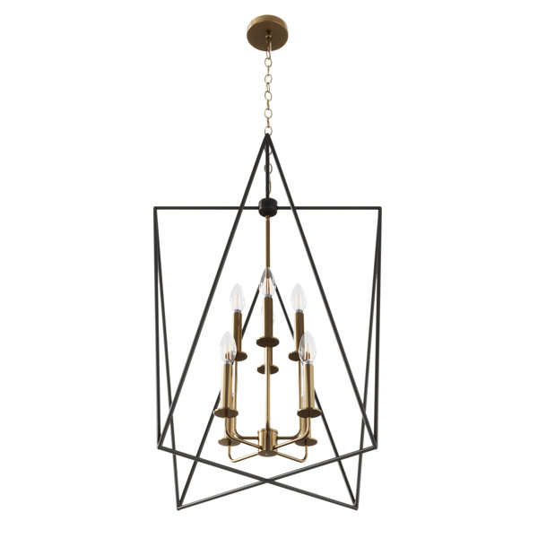 Gracie Oaks 8Light Gold Candle Farmhouse Adjustable Linear Pendant